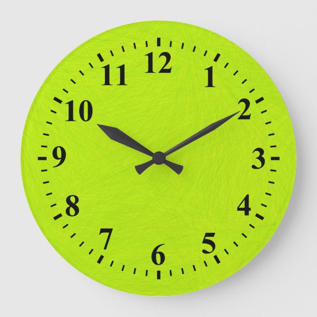 Grande Horloge Ronde Peinture Abstraite à la chaux verte (Recto)
