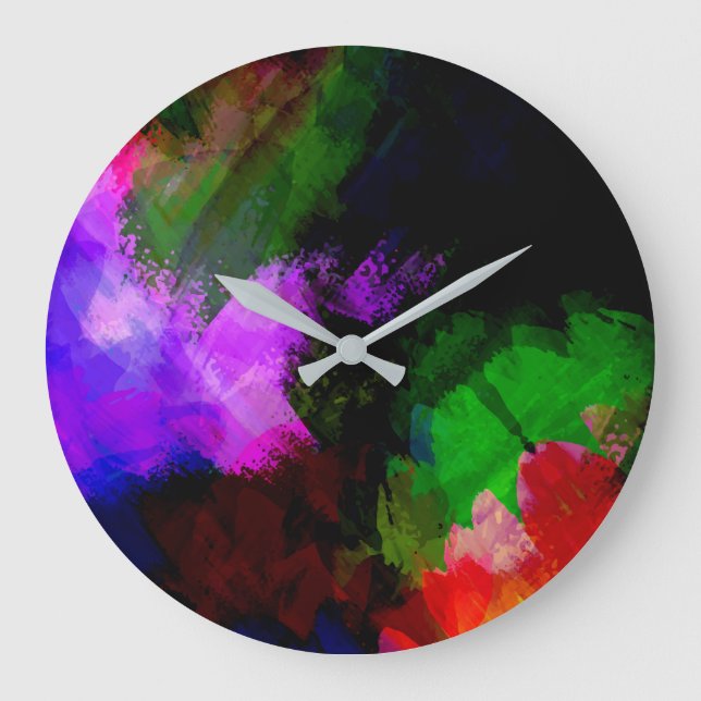 Grande Horloge Ronde peinture Abstraite à l'aquarelle 2 (Recto)