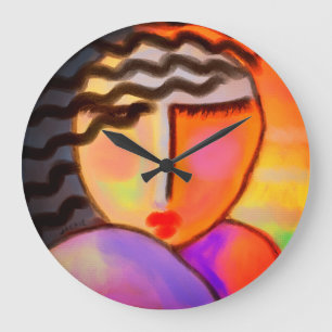 Grande Horloge Ronde Peinture Abstraite colorée