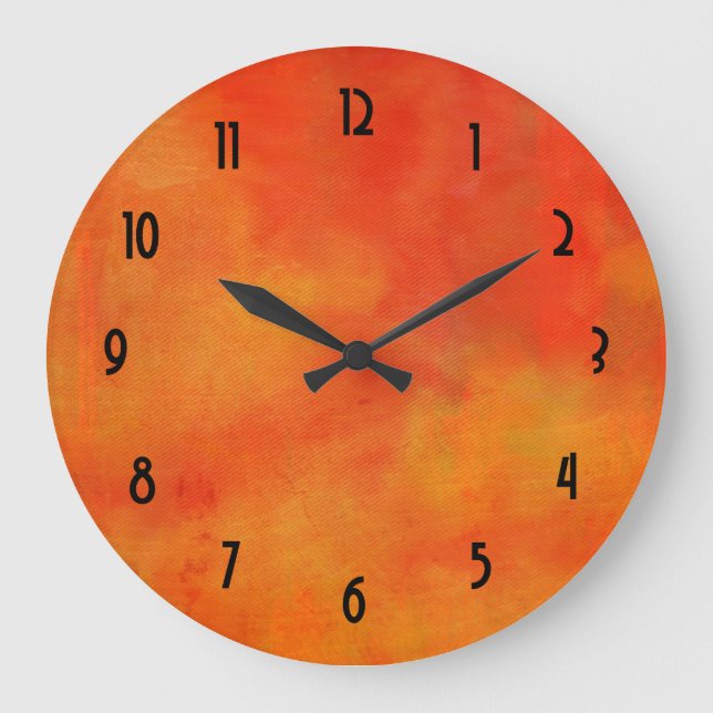 Grande Horloge Ronde Peinture Abstraite moderne en orange (Recto)