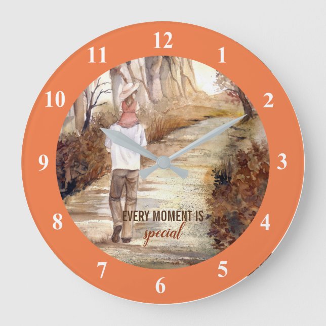 Grande Horloge Ronde Peinture aquarelle de la piste d'automne (Recto)