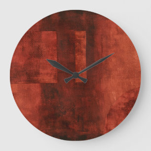 Grande Horloge Ronde Peinture cramoisie profonde avec des formes