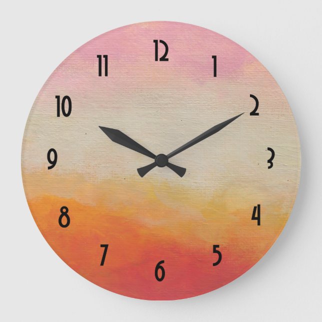 Grande Horloge Ronde Peinture de paysage abstraite de couleurs de (Recto)