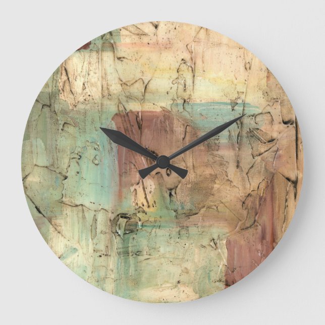 Grande Horloge Ronde Peinture sur la Terre avec surface fissurée (Recto)