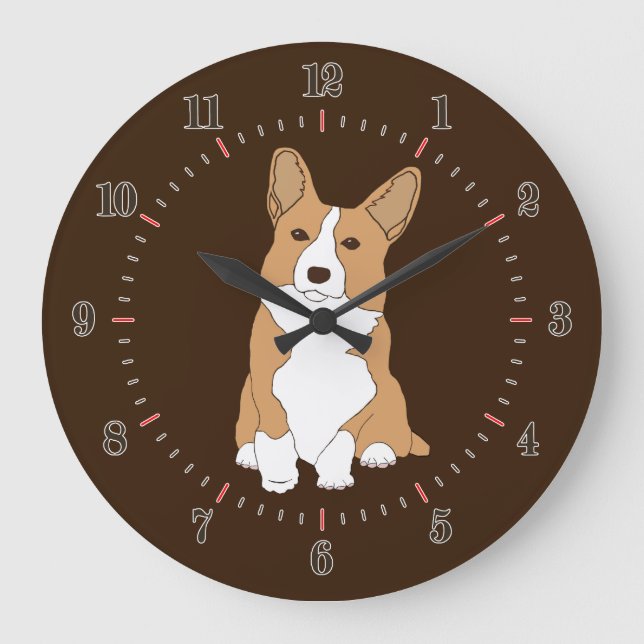 Grande Horloge Ronde Pembroke Welsh Corgi Chien (Recto)