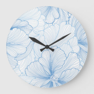 Grande Horloge Ronde Peony vintage : Motif Floral sans joint