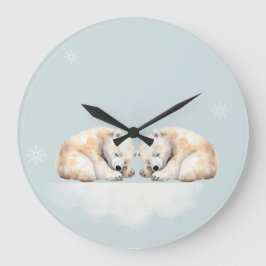 Grande Horloge Ronde Pépinière à ours polaires jumelles