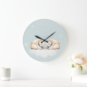 Grande Horloge Ronde Pépinière à ours polaires jumelles