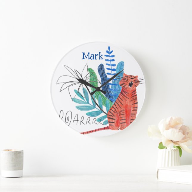 Grande Horloge Ronde Pépinière à thème Jungle (Maison)