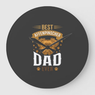 Grande Horloge Ronde Père Affenpinscher empreintes de pattes de chien v