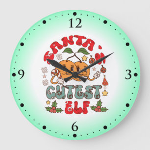 Grande Horloge Ronde Père Noël Cutest Elf Sublimation-80881