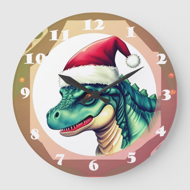 Grande Horloge Ronde Père Noël Dinosaur (Recto)