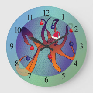 Grande Horloge Ronde Père Noël Octopus