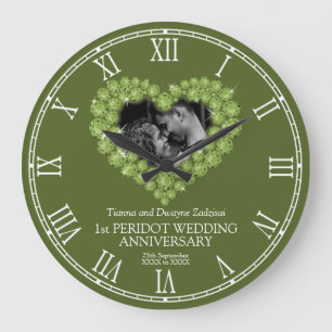 Grande Horloge Ronde Peridot photo heart 1st wedding anniversary large