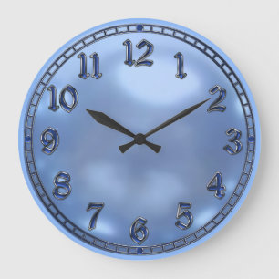 Grande Horloge Ronde Perle Bleue