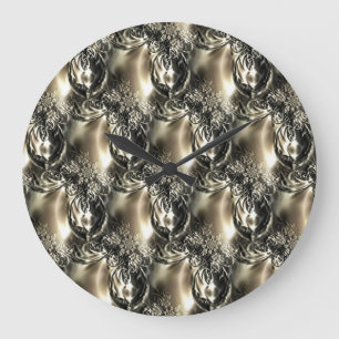 Grande Horloge Ronde Perles dorées