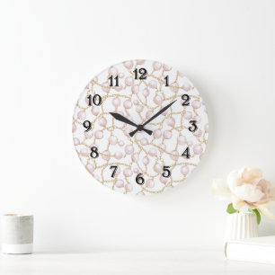 Grande Horloge Ronde Perles Rose Or Glamour