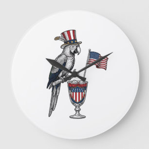 Grande Horloge Ronde Perroquet patriotique cocktail design vectoriel vi