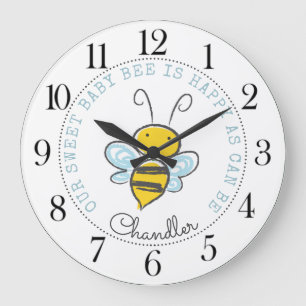 Grande Horloge Ronde Personalized Baby Bee Nursery
