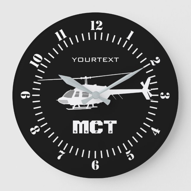 Grande Horloge Ronde Personalized Helicopter Chopper Silhouette on a (Recto)