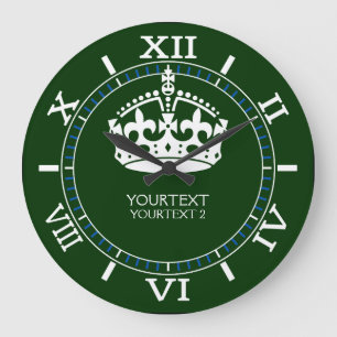 Grande Horloge Ronde Personalized KEEP CALM Crown your text dial on a
