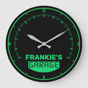 Grande Horloge Ronde Personalized NAME Racing Car Speedometer Garage