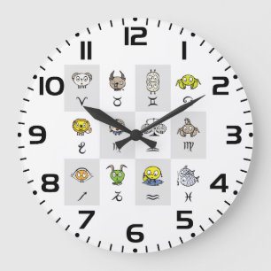 Grande Horloge Ronde Personnages de Zodiaque Astrologiques Amusants