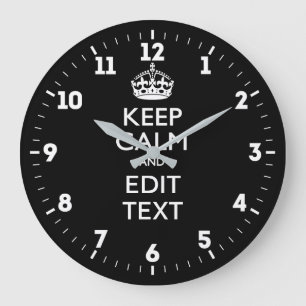 Grande Horloge Ronde Personnalisé GARDEZ LE CALME pour avoir votre