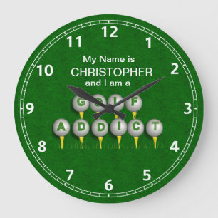 Grande Horloge Ronde Personnalisé je suis un intoxiqué de golf