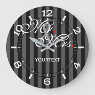 Grande Horloge Ronde Personnalisé M. et Mme sur un