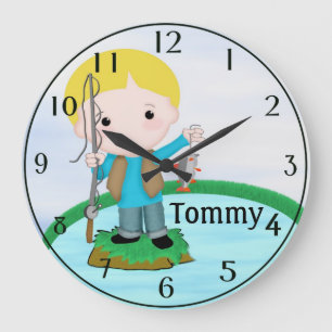 Grande Horloge Ronde Personnalisé pêchant l'horloge murale