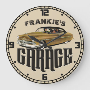 Grande Horloge Ronde Personnalisé VOTRE NOM 1950 Mercure Merc Garage