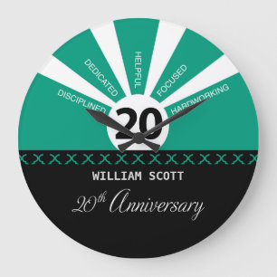 Grande Horloge Ronde Personnaliser, 20e anniversaire d'employé d'entrep
