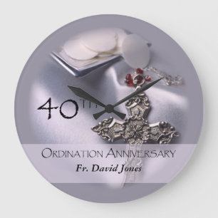 Grande Horloge Ronde Personnaliser, 40e anniversaire d'ordination Féli