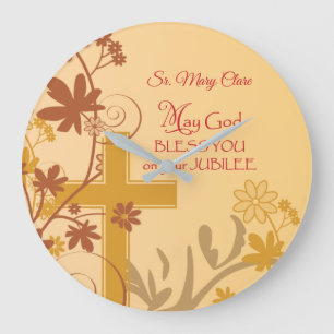 Grande Horloge Ronde Personnaliser, Jubilee Anniversaire Nun Cross, Fil