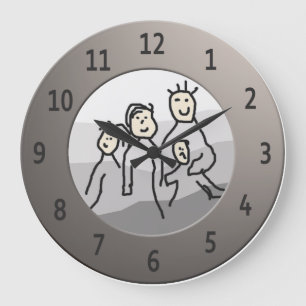 Grande Horloge Ronde Personnaliser la photo encadrée d'argent rond