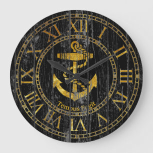 Grande Horloge Ronde Personnaliser l'Ancre d'or