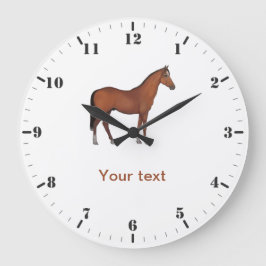 Grande Horloge Ronde Personnaliser le cheval Brown mignon animal debout