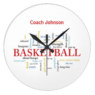 Grande Horloge Ronde Personnaliser le Merci d'entraîneur de basket-ball