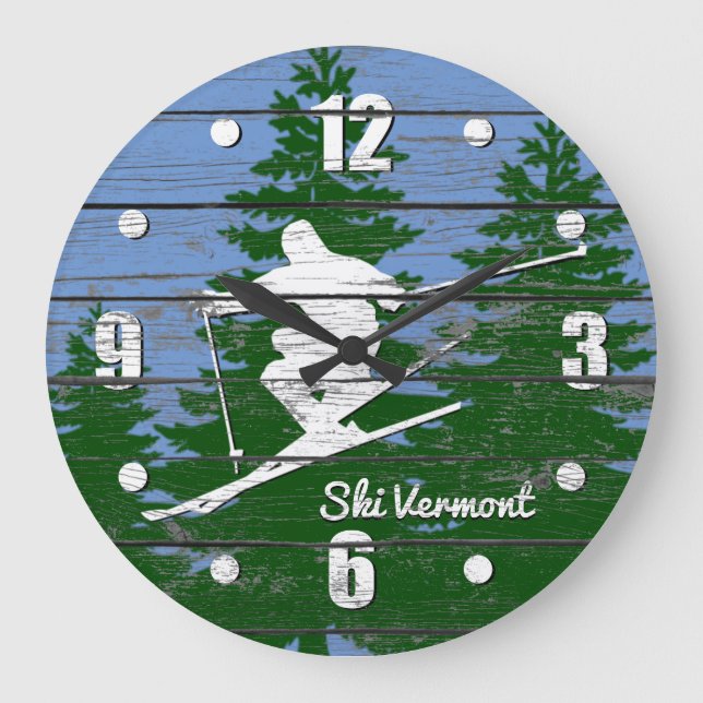 Grande Horloge Ronde Personnaliser le ski de descente (Recto)