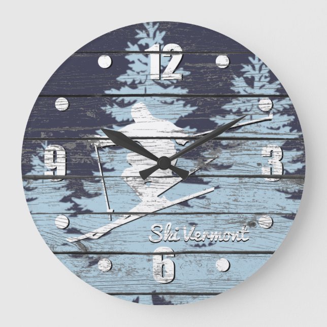 Grande Horloge Ronde Personnaliser le ski de descente (Recto)