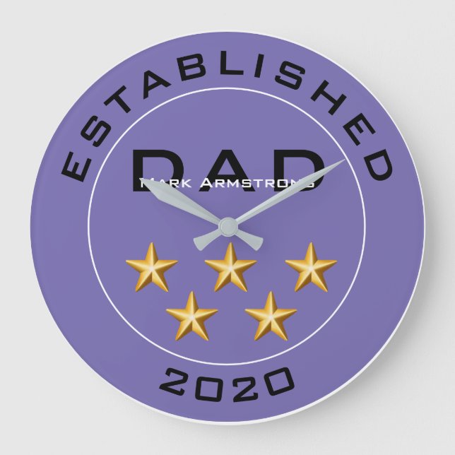 Grande Horloge Ronde Personnaliser Top Cinq Étoiles Papa, Étape Papa Fê (Recto)