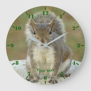 Grande Horloge Ronde Personnalisez le visage mignon d'un écureuil face