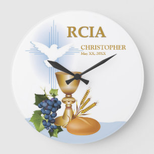 Grande Horloge Ronde Personnalisez, RCIA Félicitations Sacrement Cathol