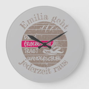 Grande Horloge Ronde Personnalisierbar Nom Prinzessin Wanderschuhe