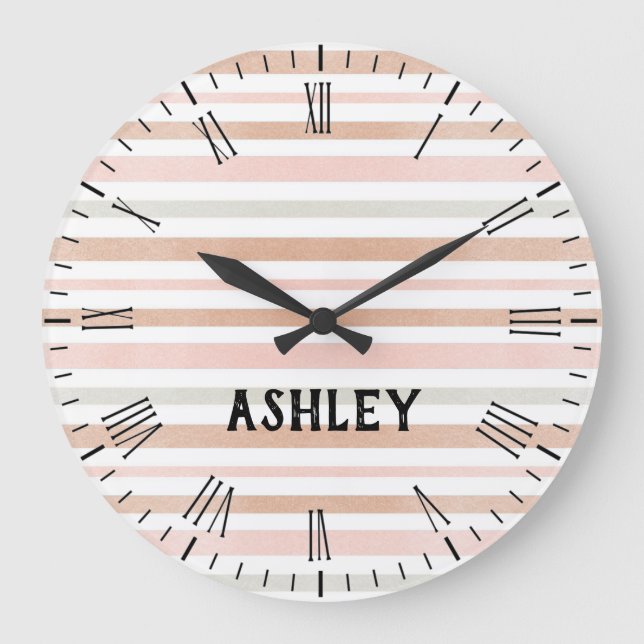 Grande Horloge Ronde Personnalité moderne de Stripe (Recto)