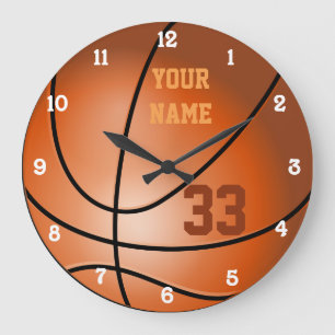Grande Horloge Ronde Personnalized Basketball Nom et numéro