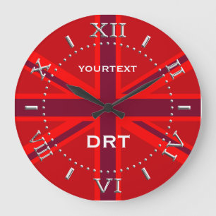 Grande Horloge Ronde Personnalized Red Union Jack British Flag Dial