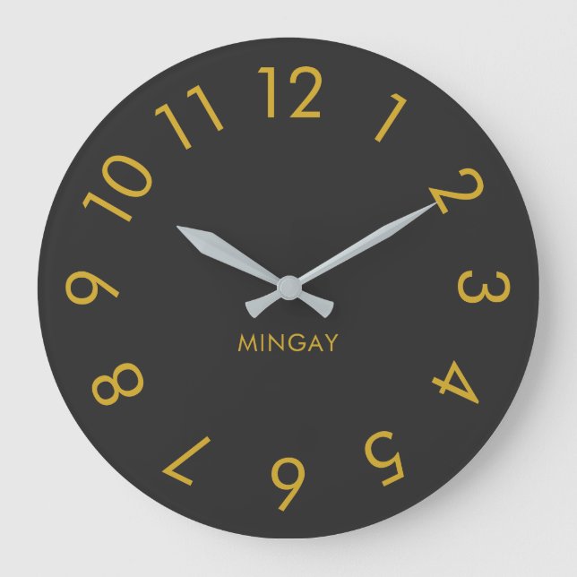 Grande Horloge Ronde Personnalized Solid Gray & Gold (Recto)