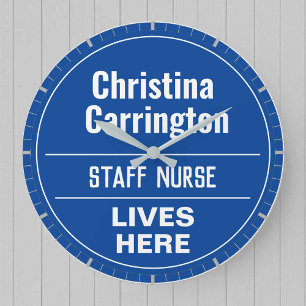Grande Horloge Ronde Personnel amusant Infirmière Mur Plaque Style Gran